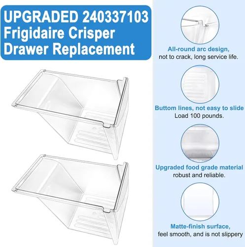 Miniatura 3 de Paquete de 2 cajones para nevera Kenmore 240337103 compatibles con repuesto de cajones Frigidaire 2403371 kenmore para refrigerador, repuesto