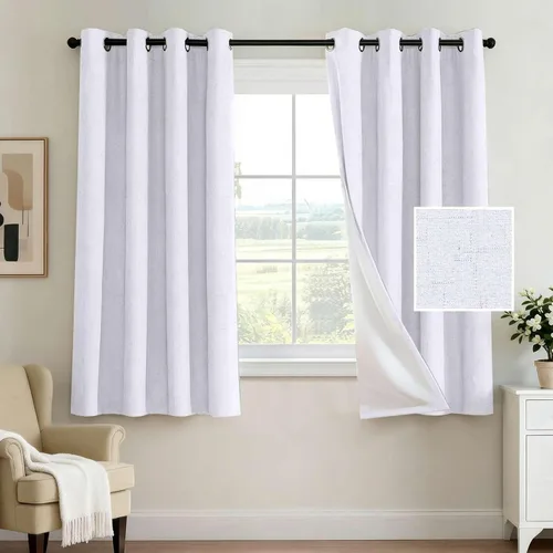 Miniatura 51 de H.VERSAILTEX - Cortina opaca 100 % de lino de 108 pulgadas de largo para dormitorio, con aislamiento térmico, lino texturizado, ahorro de energía