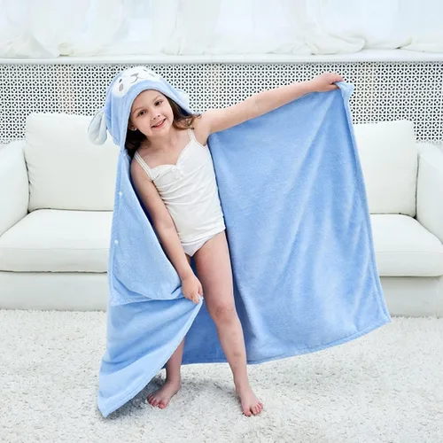 Miniatura 7 de Vauwmsr Toalla de baño de playa con capucha para niños, manta suave con capucha, bata de baño, poncho de natación, toalla de ducha para niños y Azul