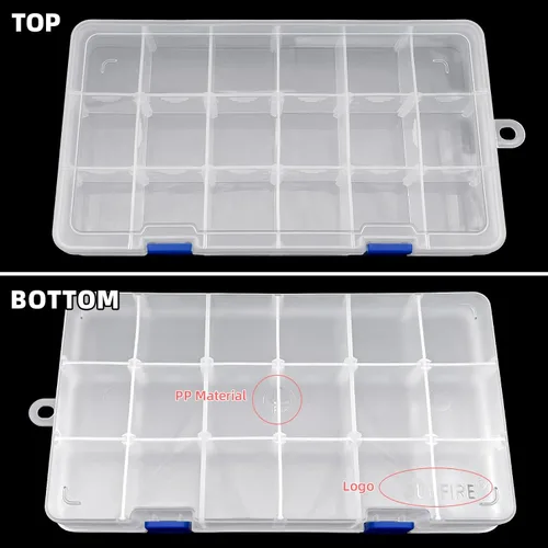 Miniatura 2 de DUOFIRE Caja organizadora de plástico con contenedor de almacenamiento, divisor ajustable, compartimento de cuadrícula extraíble para cuentas
