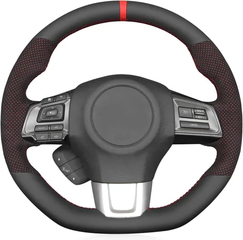 Miniatura 9 de MEWANT Funda de volante de automóvil transpirable cosida a mano para Subaru WRX 2015-2021 / WRX STI 2015-2021, accesorios para volante Subaru WRX