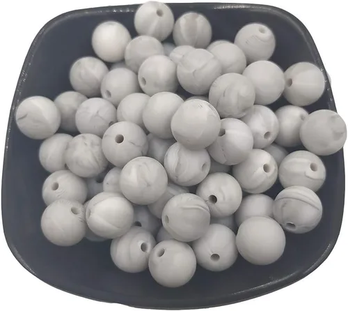 Miniatura 5 de Cuentas de perlas de silicona focales para bolígrafo, 100 cuentas redondas de silicona sueltas de 0.59 pulgadas a granel para llavero, mamá mujer