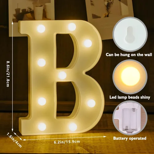 Miniatura 2 de Letras Iluminadas, Luces de Letras LED 26 del Alfabeto, Letra Iluminada Decorativa, Letras de Marquesina LED a Batería para Fiesta, Bar, Luz Luz