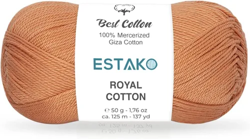 Miniatura 37 de Estako Algodón Royal, 100% hilo de algodón giza mercerizado, suave, súper fino 1 para ganchillo y tejer, 1.76 onzas (50g) / 137 yardas (125m)