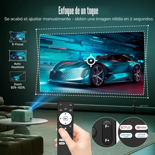 Miniatura 6 de Proyector TMY 4K con WiFi Bluetooth, Compatible con Netflix/Prime Video/YouTube, Proyector de Cine en Casa Portátil al Aire Libre, Proyector Mini