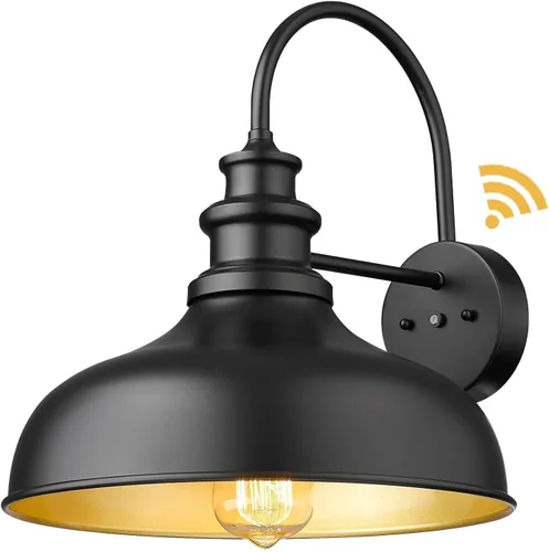 Bestshared Luz de granero de granja con sensor de anochecer a amanecer, aplique de pared exterior antioxidante, farol de pared al aire libre para