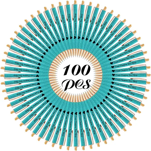Miniatura 53 de 10 bolígrafos personalizados con purpurina, bolígrafos impresos personalizados a granel, bolígrafos retráctiles de tinta negra para graduación