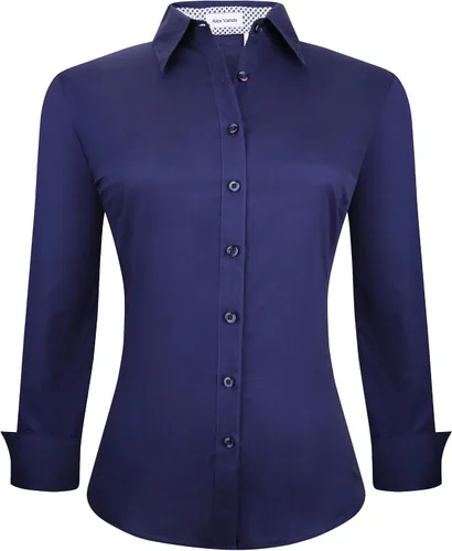 Miniatura 21 de Alex Vando Camisas de vestir para mujer, sin arrugas, ajuste regular, manga larga, elástica, camisa de trabajo