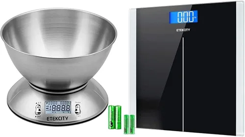Etekcity Báscula de alimentos con cuenco, temporizador y sensor de temperatura, peso digital de cocina para cocinar y hornear, 2.06 cuartos de