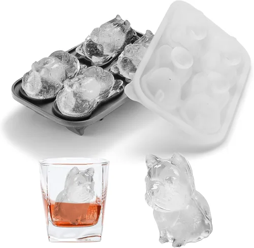Miniatura 10 de Nax Caki Bulldog Gifts - Molde para cubitos de hielo 3D Bulldog con formas divertidas, molde de hielo grande de 2.4 pulgadas, bandejas de cubitos