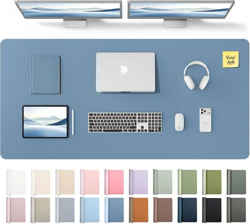 Miniatura 337 de YSAGi Protector de escritorio de cuero, tapete de oficina, alfombrilla grande para ratón, secante de cuero PU antideslizante, almohadilla
