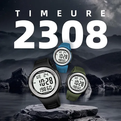 Miniatura 7 de Reloj podómetro para hombres para caminar, contador de pasos sin carga, sin conexión de aplicación, con retroiluminación EL. Opción simple y Azul
