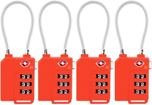 Miniatura 2 de TSA Lock - Candado de seguridad con combinación de 3 dígitos para maleta, bolsa de equipaje, candado con bloqueo de código (morado, paquete de 4)