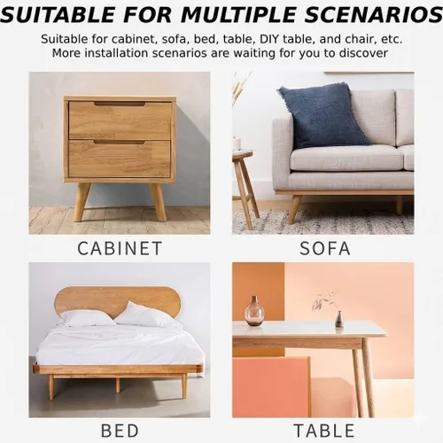 Miniatura 4 de Juego de 4 patas cónicas de madera para muebles, 4 pulgadas, redondas, sólidas, de mediados de siglo, patas de repuesto para sofá, aparador, Redondo