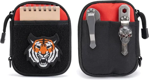 Sayram Bolsa EDC, organizador de bolsillo, bolsa poderosa para hombres, bolsas EDC con parches, pequeña bolsa de herramientas con anillo en D Rojo