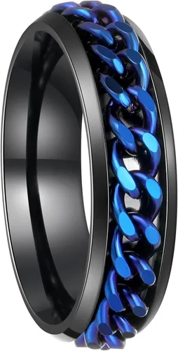 Miniatura 86 de Anillos giratorios para la ansiedad para hombre, anillos clásicos de cadena para mujeres y adultos, anillo de acero de titanio