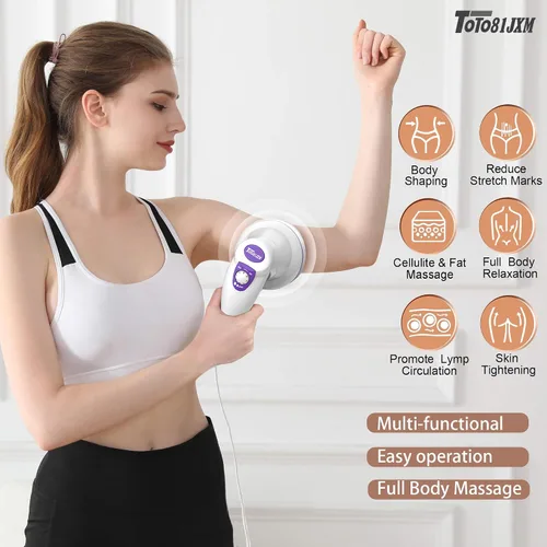 Miniatura 2 de TOTO81JXM Masajeador eléctrico para celulitis: máquina de esculpir el cuerpo con 8 cabezales de masaje, drenaje linfático y estiramiento de la piel