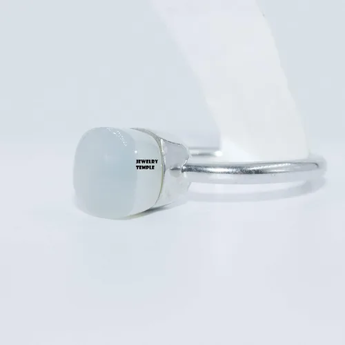 Miniatura 6 de Joyas Temple - Anillos de pompón italiano .925 plata piedra lunar 0.315 x 0.315in