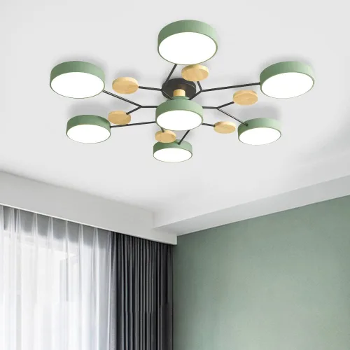 Miniatura 11 de Lámpara de techo LED moderna, lámpara LED regulable de 55 W, lámpara de techo moderna de montaje empotrado, lámpara de techo de madera para sala