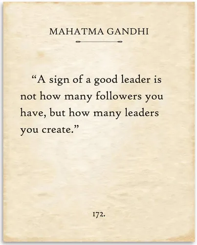 Gandhi - Un signo de un buen líder – Cita de página de libro literario, impresión de página de libro de literatura inspiradora, regalo de