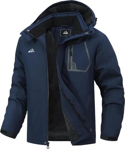 Miniatura 8 de Chaqueta de esquí de invierno para hombre, abrigo de nieve impermeable, capucha ajustable y múltiples bolsillos para protección contra el clima frío