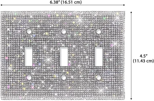 Miniatura 2 de Cubierta de interruptor de luz con diamantes de imitación plateados brillantes, cubierta de placa de pared con destellos de cristal plateado
