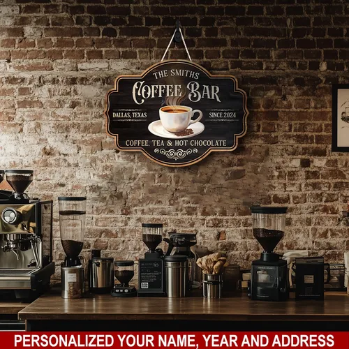 Miniatura 7 de THUYPT Letrero de Café Personalizado, Placa de Letrero de Café de Madera para Colgar en la Pared Decoraciones de Bar de Café, Estación de Café