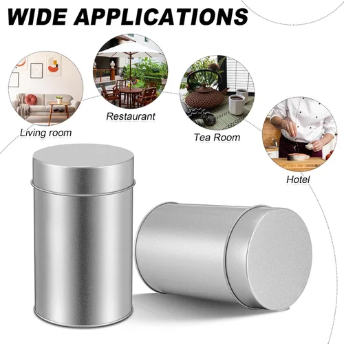 Miniatura 4 de Zopeal 6 Pack Tea Tin Canister with Airtight Double Lids 12 oz Can Box Canister for Loose Leaf Tea Storage Bag Container Portable Small Kitchen for