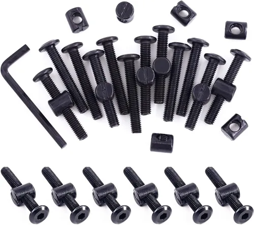 Miniatura 17 de Swpeet 25 tornillos de cabeza hexagonal M6 de 3.150 in, color negro, para cuna, cuna y tuercas de barril con 1 llave Allen, perfecta para muebles