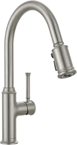 Miniatura 16 de Lava Odoro Grifo de cocina cromado con rociador desplegable, grifo de fregadero de cocina de un solo orificio, grifo de cocina de una sola manija