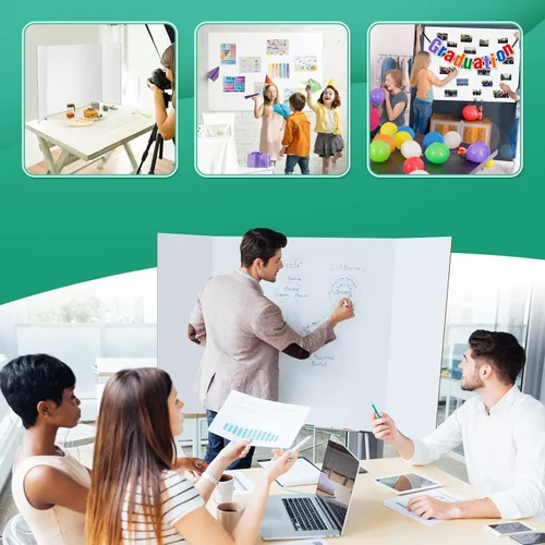 Miniatura 5 de IKAYAS - Paquete de 2 tableros de póster triples de 48 x 36 pulgadas, tableros de póster blancos de doble cara de 36 x 48 pulgadas con encabezados