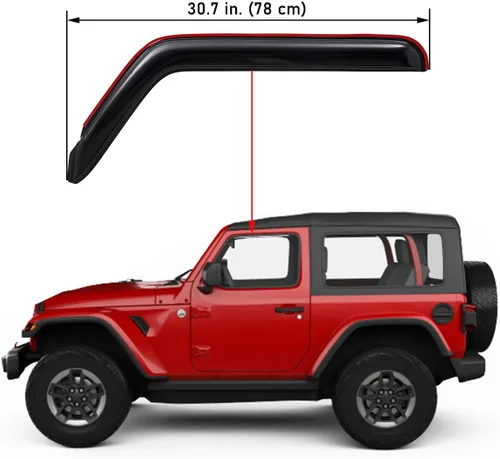 Miniatura 2 de Lightronic WV192467 Deflectores y viseras laterales de canal para ventana, protector de lluvia, humo oscuro, juego de 2 piezas, se adapta a Jeep