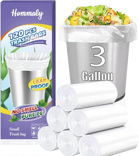 Miniatura 12 de Bolsas de basura pequeñas transparentes de 1 galón, 140 unidades (0.8-1 galón), bolsas de basura fuertes de 0.8 galones, 1 galón y 1.2 galones