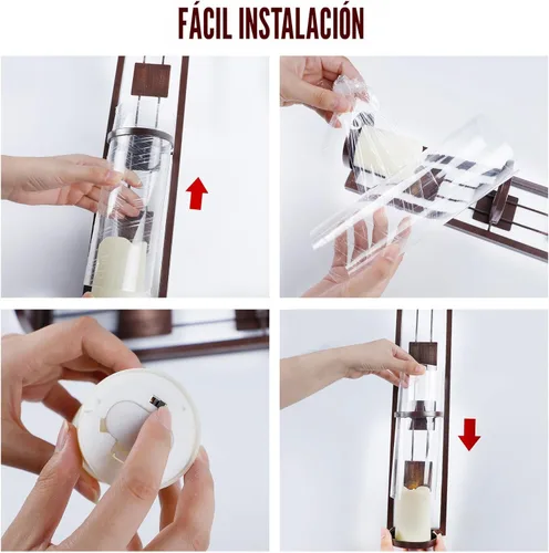 Miniatura 5 de Solución de Estanterías Aplique de Pared Soporte de Velas de Metal para Decoración de Pared para Sala de Estar, Baño, Comedor, Juego de 2