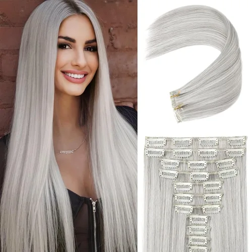 Miniatura 30 de REECHO Extensiones de cabello, 11 piezas de extensiones de cabello con clip de 24 pulgadas de largo, lacio, HE005, extensiones sintéticas naturales