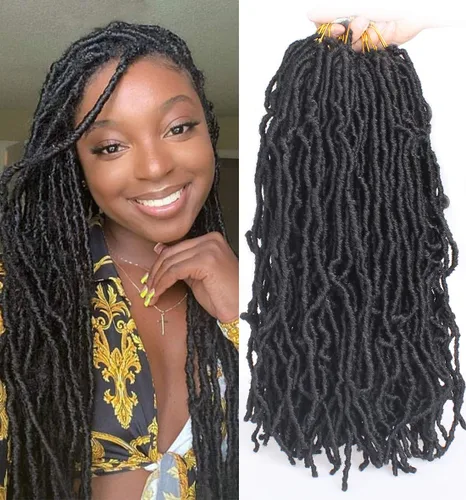 Miniatura 2 de Leeven - 6 paquetes de 21 mechones de cabello largo trenzado para mujer, trenzas de ganchillo sintético de cabello rizado desordenado estilo Rastas