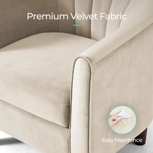 Miniatura 3 de LINSY Silla decorativa con otomana, sillón moderno, cómoda silla de lectura de barril con reposapiés para sala de estar, dormitorio, sala de Beige