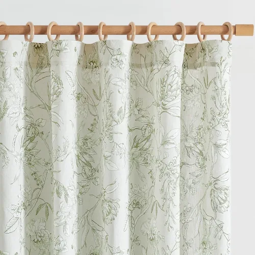 Miniatura 40 de Jinchan Cortinas de Mezcla de Lino con Estampado Floral para Sala de Estar, 84 Pulgadas de Largo, Cortinas con Bolsillo para Varilla y Tab Trasera