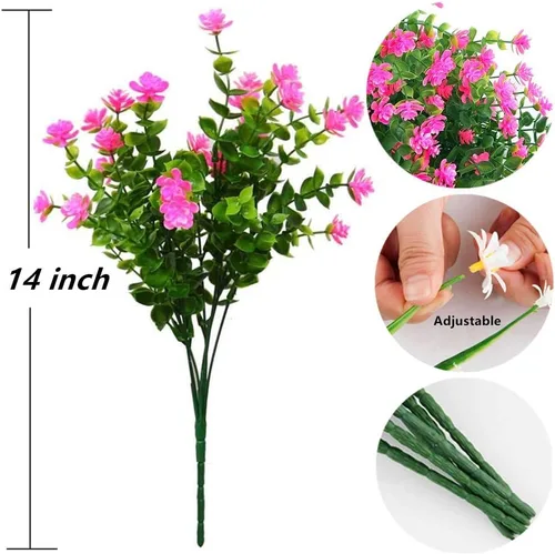 Miniatura 2 de 8 paquetes de flores artificiales para exteriores, mamás falsas resistentes a los rayos UV, plantas de plástico para interiores y exteriores