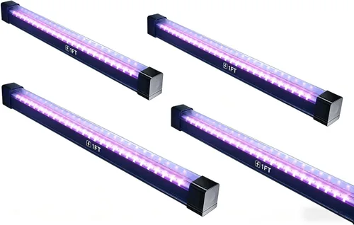 Paquete de 4 barras de luz negra UV a pilas, luz negra LED recargable portátil de 405 nm con base magnética, para Halloween, detección de