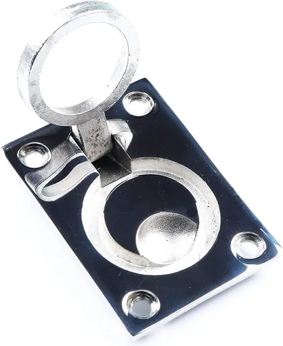 Miniatura 2 de Paquete de 2 manijas de acero inoxidable pulido marino con anillo de escotilla empotrado