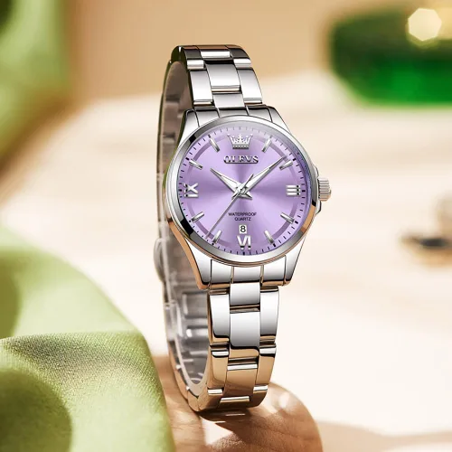Miniatura 3 de OLEVS Reloj de lujo para mujer, de lujo, delicado con diamantes para mujer, a la moda, simple y fácil de leer, reloj de mujer con fecha de día