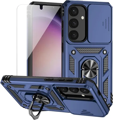 Miniatura 16 de Funda para Samsung Galaxy S24 con cubierta para lente de cámara, protector de pantalla HD, doble capa de grado militar, probada contra caídas