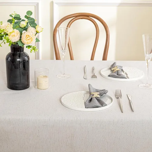 Miniatura 6 de MYSKY HOME - Mantel para mesa rectangular, impermeable, manteles de algodón suave para interior/exterior, mantel sin arrugas para mesa rectangular