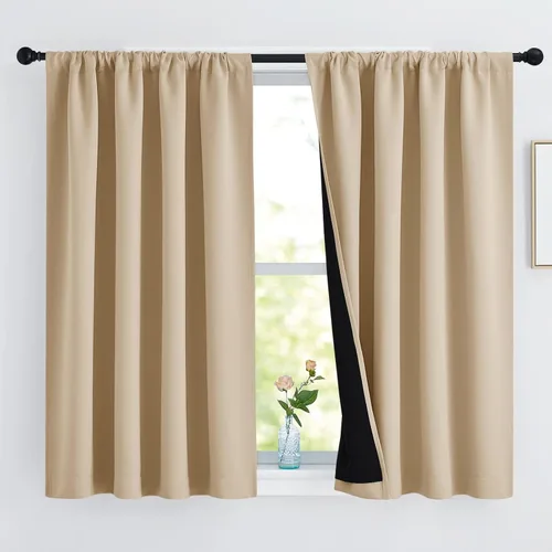 Miniatura 59 de NICETOWN Cortinas blancas 100% opacas, 2 capas gruesas completamente opacas con bolsillo para barra, cortinas aislantes térmicas para Blanco puro