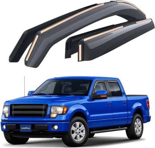 Goodyear Deflectores de ventana inastillables en el canal para camiones Ford F-150 2009-2014 SuperCrew, protectores de lluvia, viseras de ventana