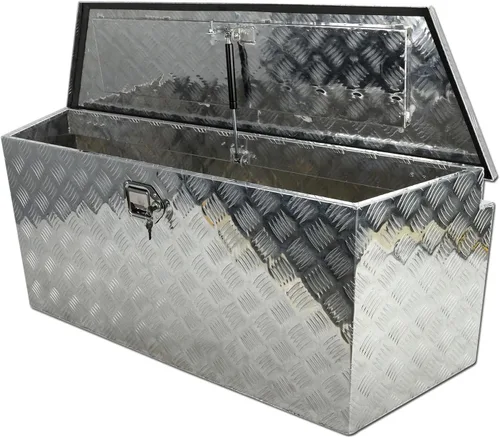 Miniatura 11 de Caja de herramientas de aluminio chapada en negro de 29 pulgadas, caja de herramientas impermeable con cerradura y llave para caravanas
