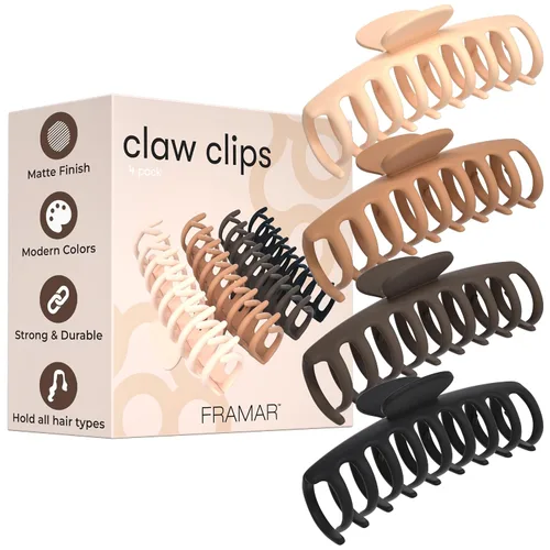 Miniatura 11 de FRAMAR - Pinzas grandes de garra para cabello grueso – Pinza grande para cabello grueso, pinzas grandes para mujeres, pinzas de garra para mujeres
