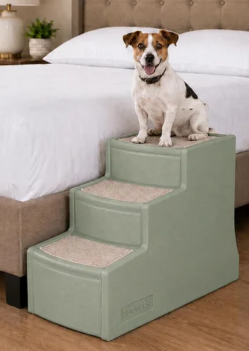 Miniatura 7 de Pet Gear Easy Step III Escalera para mascotas, 3 escalones para gatos/perros, alfombras lavables extraíbles, para mascotas de hasta 150 libras,