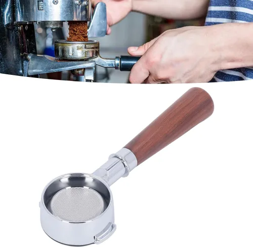 Miniatura 7 de Coffee Products - Portafiltro de café de aluminio de 2.283 in, aleación de 2 orejas, mango de portafiltro sin fondo con pantalla de filtro de una